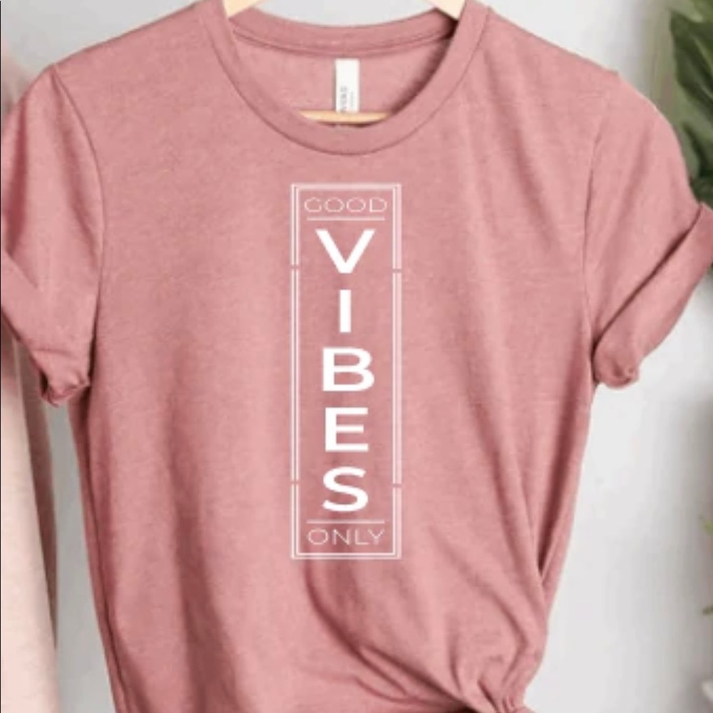 Good Vibes Only Vertical Tee- white font
